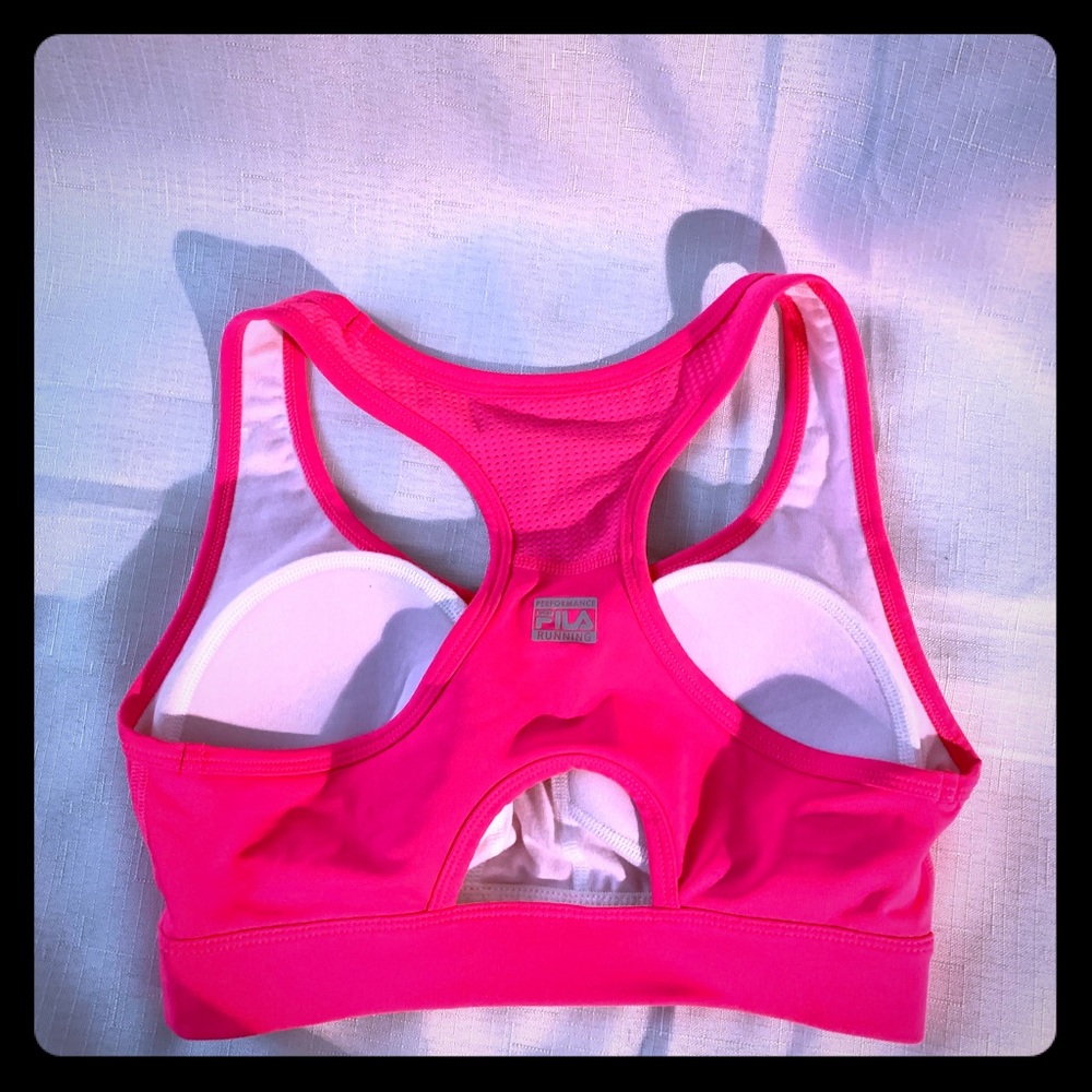 Hot pink women’s sports bra.